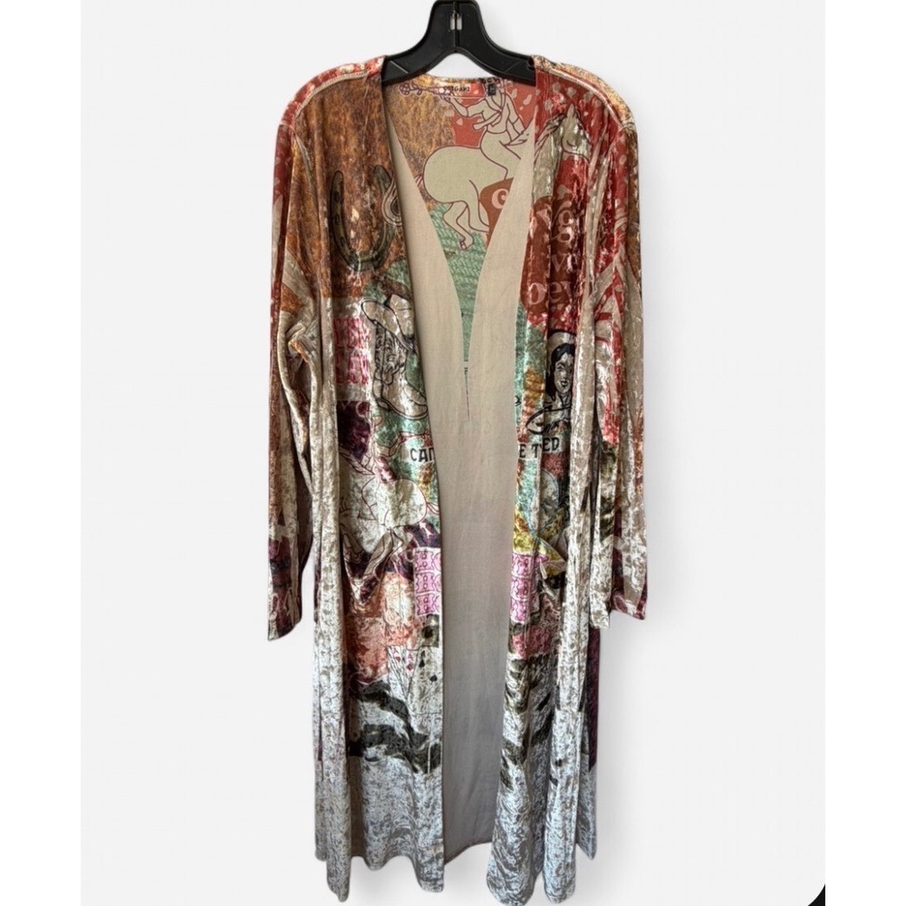 Origami Duster Festival Cardigan Multicolor Western Cowgirl Velvet Womens XXL